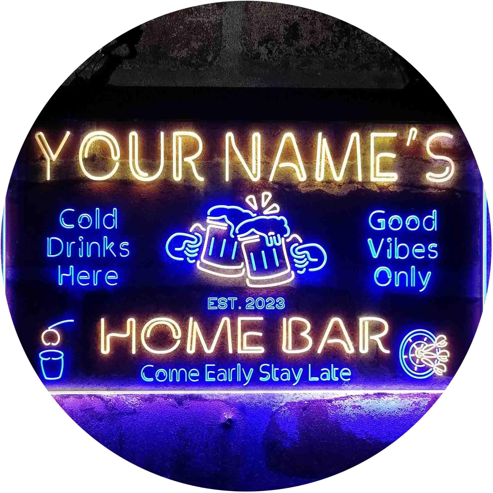 ADVPRO Personalized Your Name Custom Home Bar Beer Established Year Dual Color LED Neon Sign Blue & Yellow 400mm x 300mm st6s43-p1-tm-by