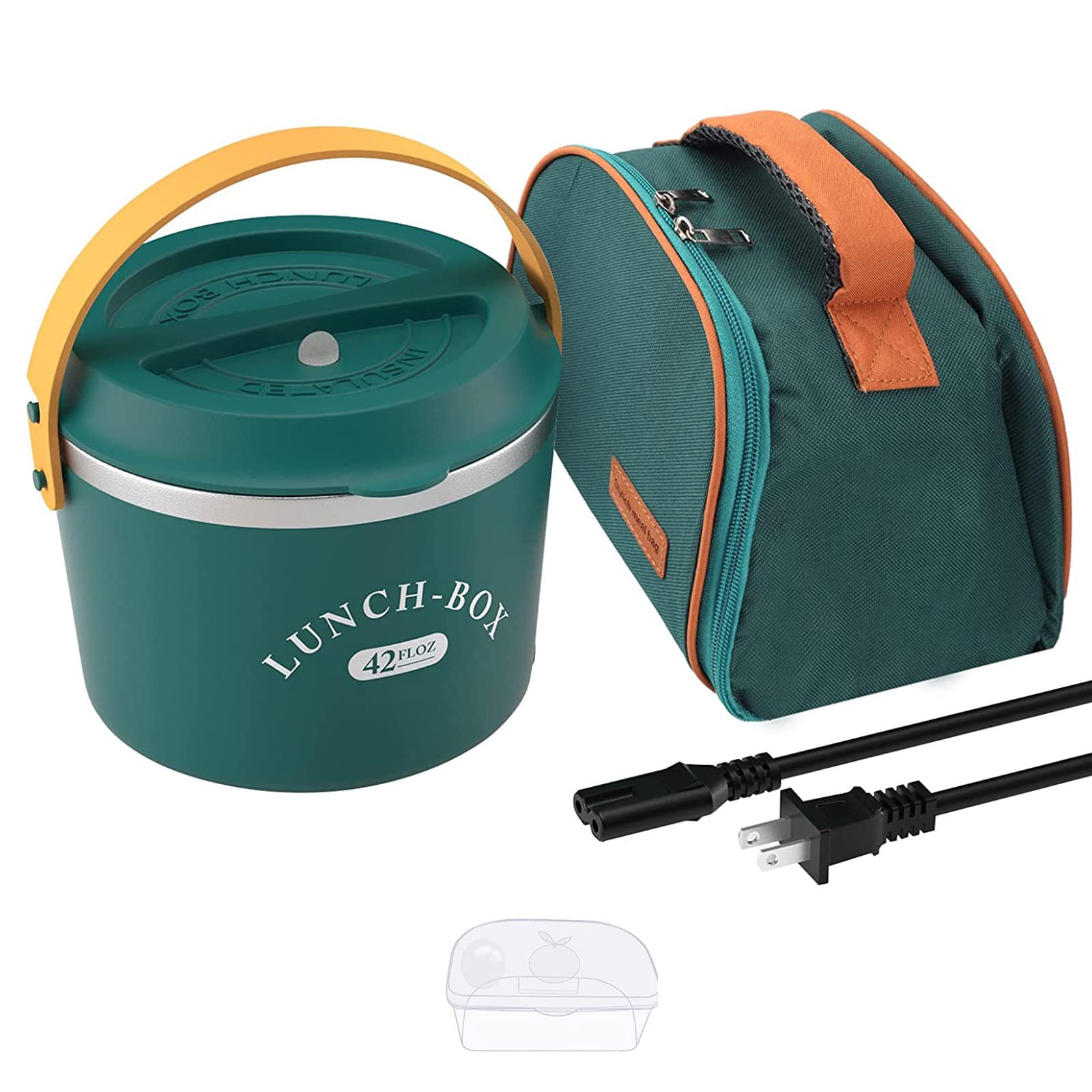 Fiambreras eléctricas con calefacción para adultos, coche y hogar, 1,2 l, 2 en 1, microondas portátil con bolsa de transporte, contenedor de acero inoxidable, calentador de alimentos para coche con
