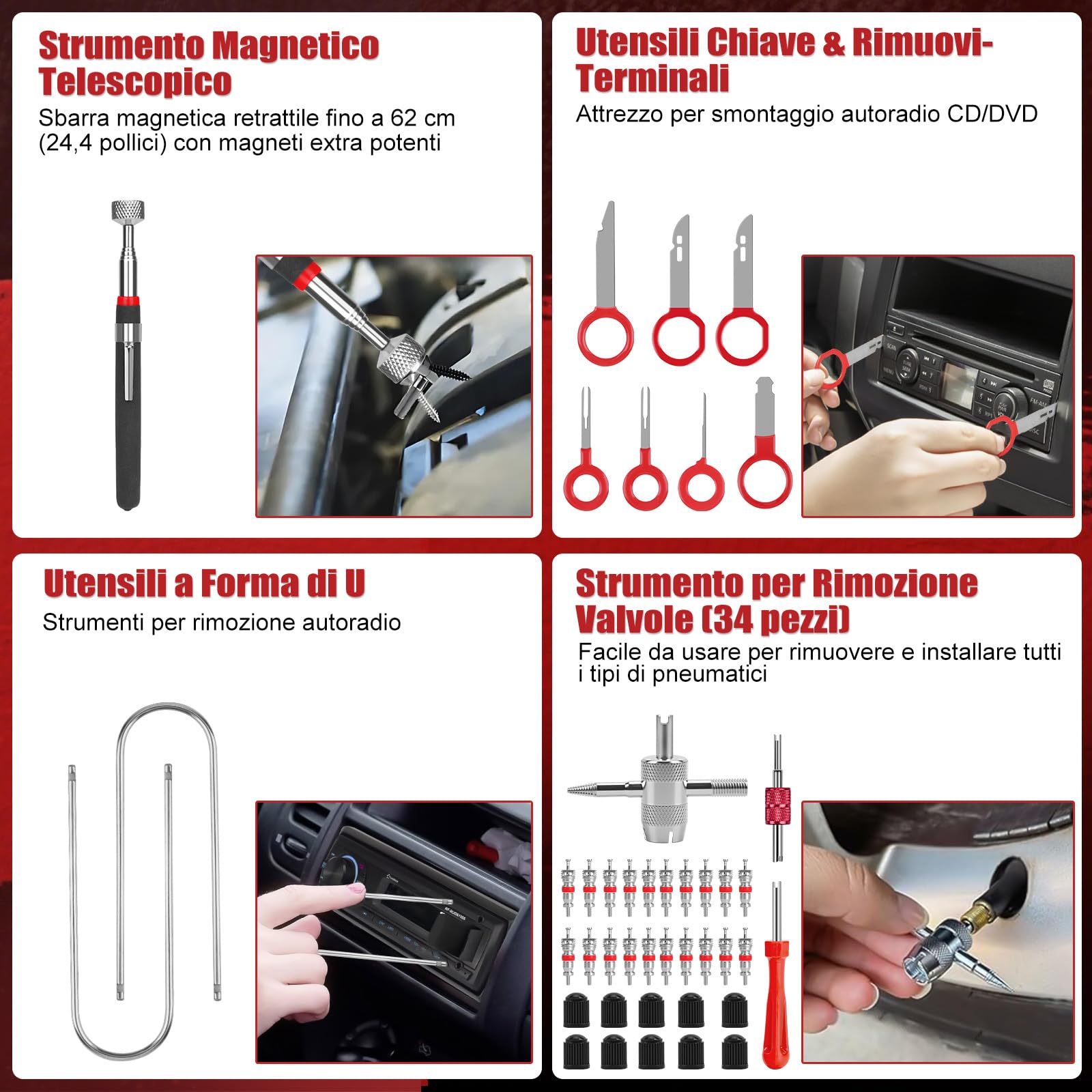 Sundpey Cassetta Attrezzi Completa 132 Pezzi - Set di Attrezzi Professionali per Auto - Kit Smontaggio Pannelli Auto - Set Attrezzi da Lavoro con Cassetto per la Casa e la Riparazione Fai Da Te