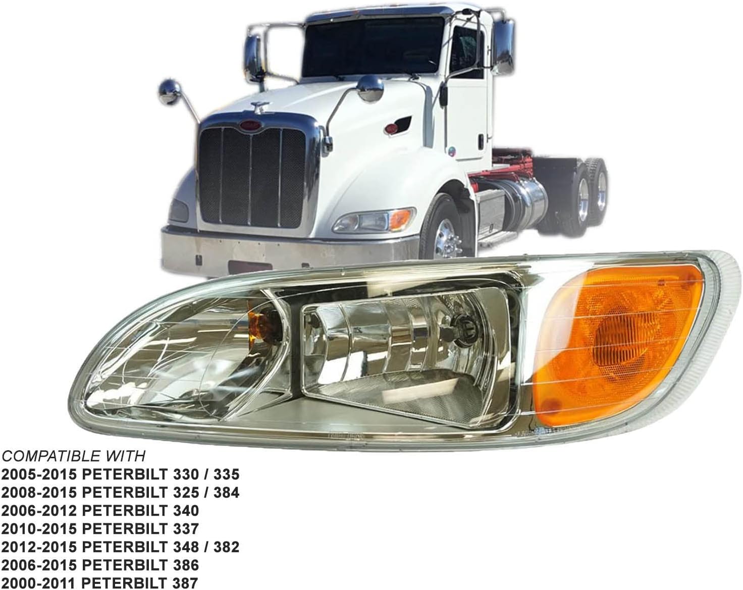 For Headlight Bulb 2000-2015 Truck 330 335 348 386 387 Driver Left 16-09190L