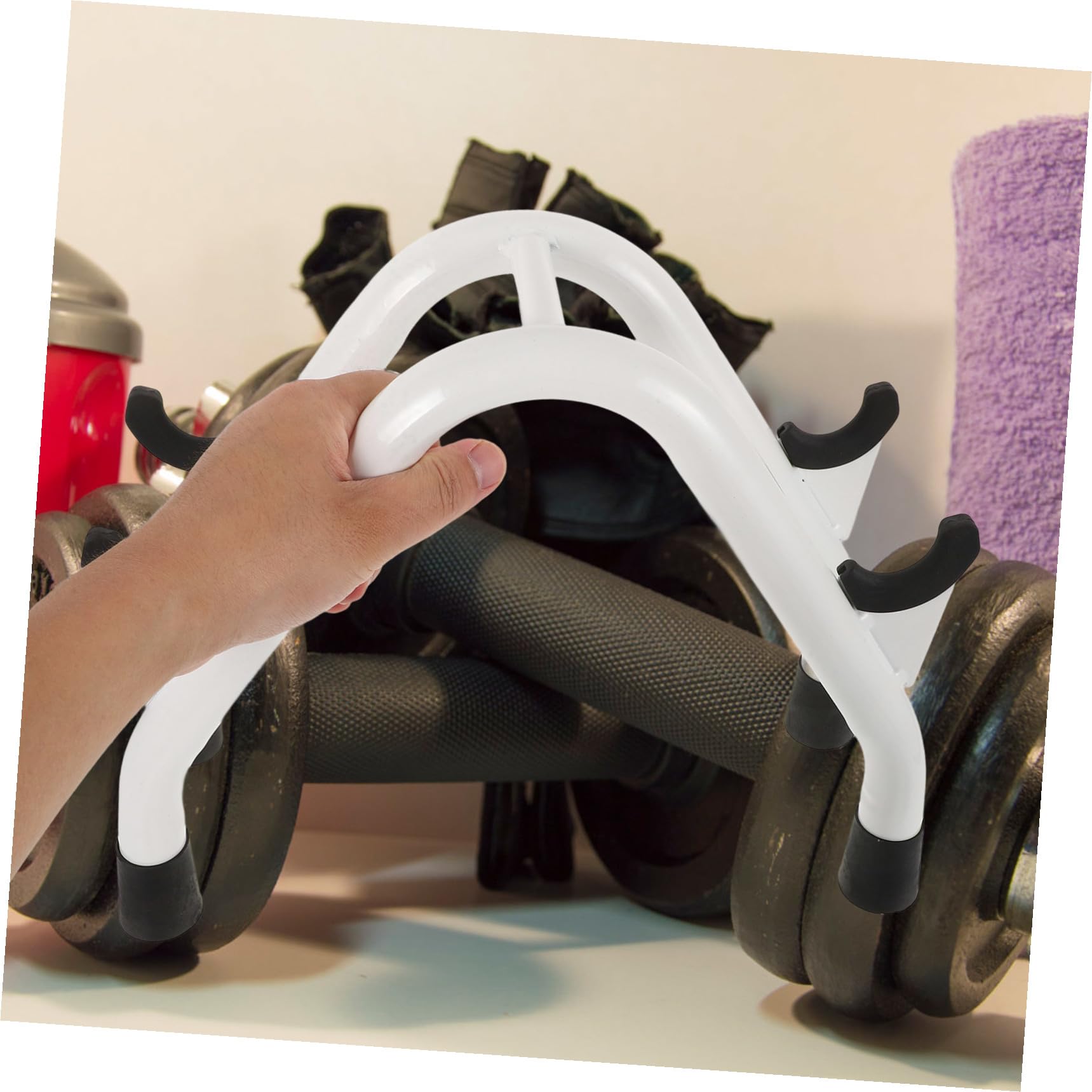 Soporte para Mancuernas Resistente con Base Estable y Protección Antidesgaste Estante Robusto para Pesas Fitness Casa y Gimnasio Soporte Vertical Seguro para Barra y Mancuernas