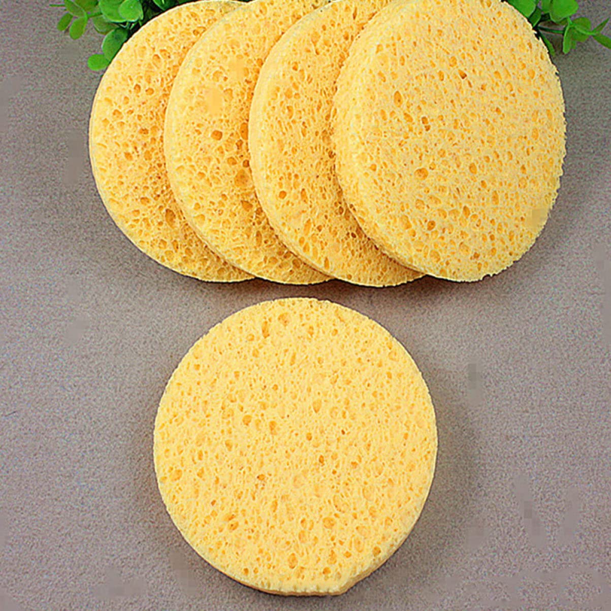 Piumini Cipria Make Up Rotondi in Cellulosa, 100 Pezzi | Gialli, per Casa e Salone, Effetto Naturale, Presa della Polvere, Spugnette Viso