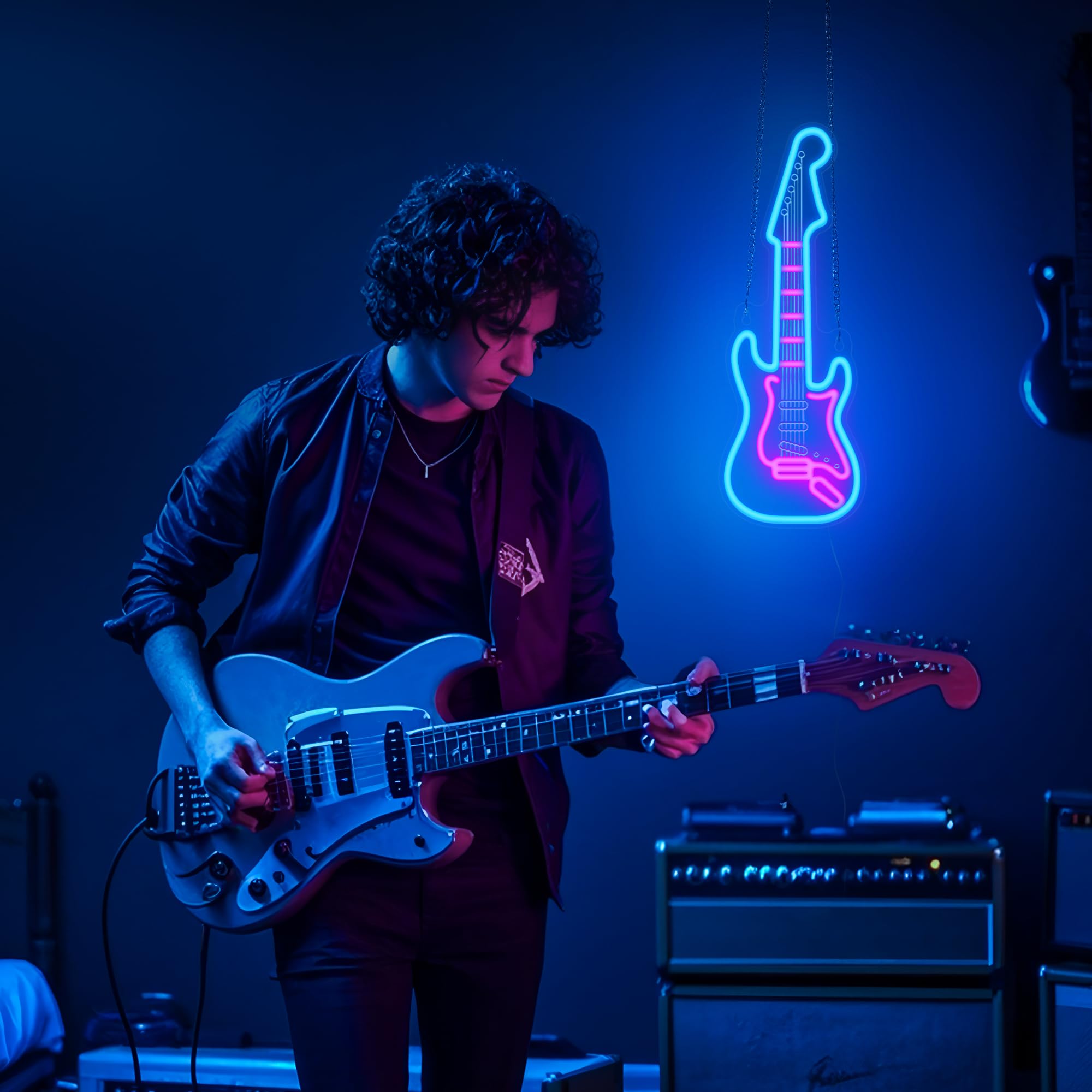 CoolGift Mart Electric Guitar Neon Light, Dimmable LED Guitar Neon Wall Sign USB Powered - Image 3