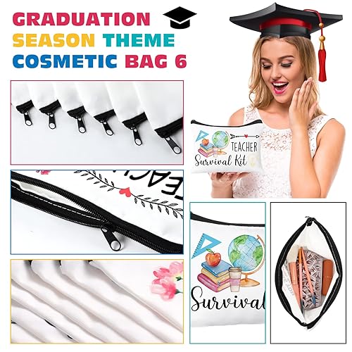 Miniatura 3 de Irenare 30 bolsas de maquillaje para profesores, bolsa de cosméticos de graduación, estuche de lápices, bolsa de lona de viaje con cremallera para