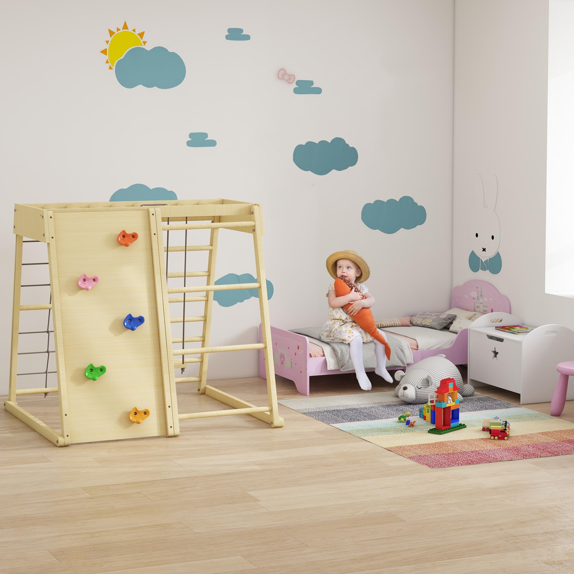 HOMCOM Lit Enfant 140 x 70 cm Design Princesse Sommier À Lattes Rose | Lit D'Enfant, Motif Château, MDF Contre-Plaqué