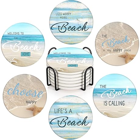 Britimes Beach Themed Coasters for Stunning Seaside Ambiance