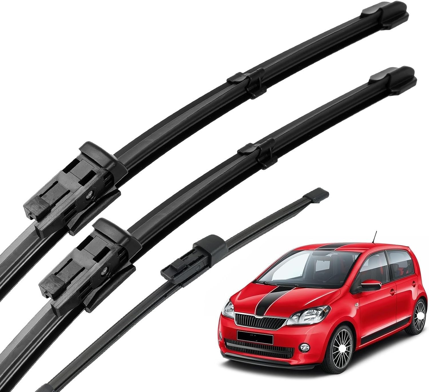 ANYANH Car Windscreen Wipers for Skoda Citigo 2011-2025 24+16+10, All-Weather Performance Front Rear Wiper Blades Set Wipers Replacement Kit