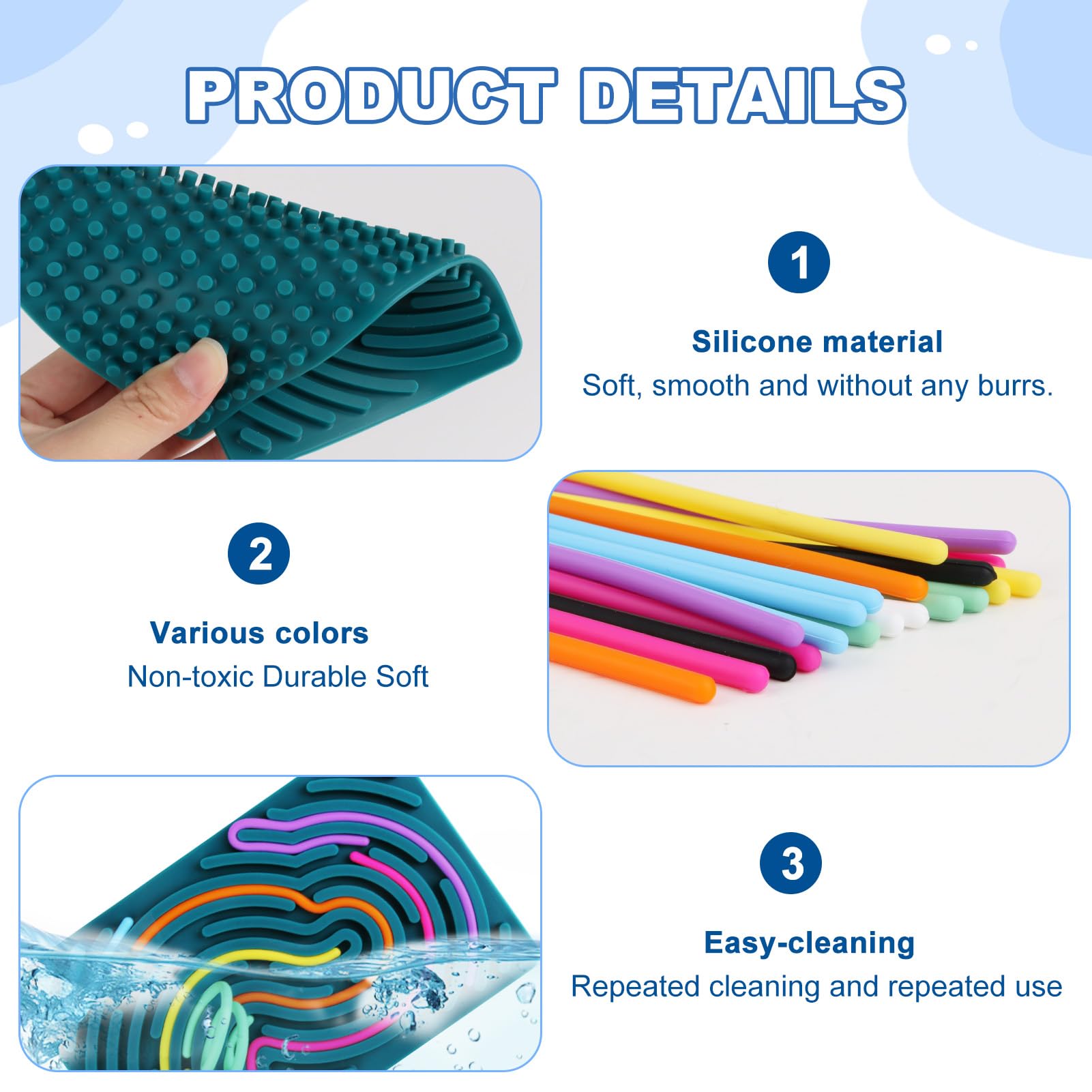 Sensory Activity Board Silicone Fidget Toys for Calming Anxiety Stress ADHD Autism Early Development New Year Fine Motor Skill Board Portable Bag 20 Strings for Plane Silent Travel Fidgets Green - Image 3