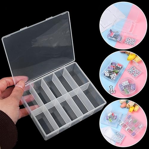 Miniatura 3 de ALUKAP Caja de almacenamiento de estilo cuadrado Caja de almacenamiento de plástico transparente para joyas bordadas con diamantes para manualidades