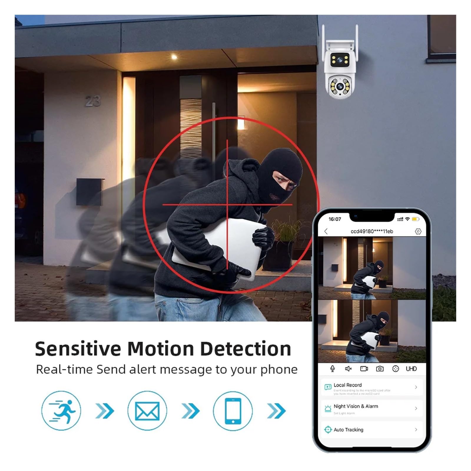 Kamera bezpieczeństwa, System monitoringu WiFi z dwoma obiektywami, kamera PTZ dwukierunkowym dźwiękiem, 8-kanałowy zestaw do wideo NVR(None,NVR add 2PCS A31)