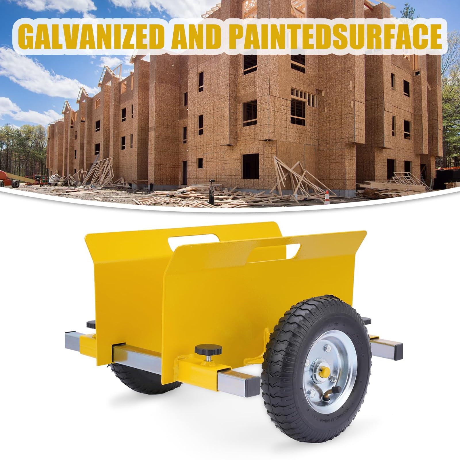 Carrello resistente a 2 ruote con ruote in gomma da 20,3 cm, regolabile per un facile trasporto di lastre e lastre per cartongesso, supporta fino a 270 kg