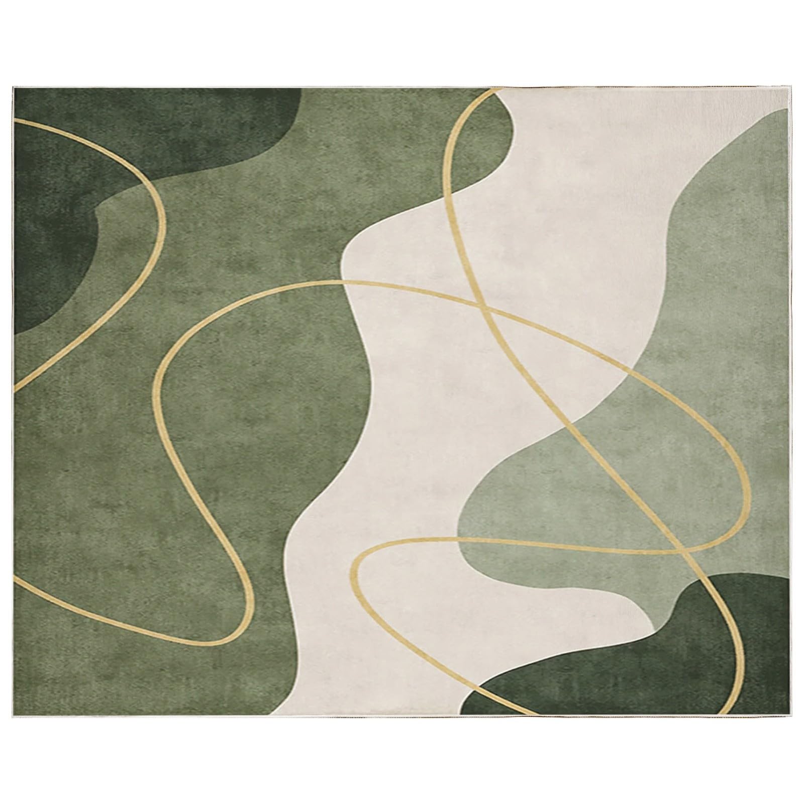Abstraktes Modernes Design Waschbarer Teppich 120x170cm Wohnzimmer Schlafzimmer Kurzflor rutschfest Flauschig Weich Teppich für Familien mit Kindern Haustieren, HellgrüN Moderne Deko Teppiche