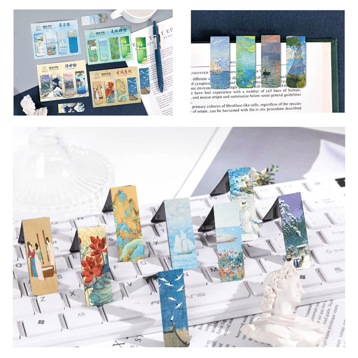 XINGNIAO 4 Pieces/Set Magnetic Bookmark Book Page Markers Clip Starry Sky Magnetic Page Markers Set Assorted Bookmarks Set World Famous Magnetic Bookmark - Image 4
