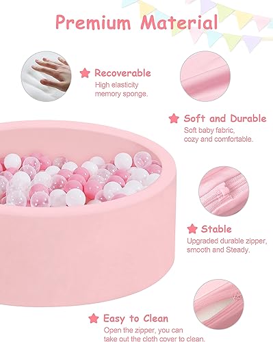 Miniatura 10 de Pozo de bolas para niños pequeños, espuma suave y redonda para interiores y exteriores, regalo ideal para niños pequeños, pelotas no incluidas (gris