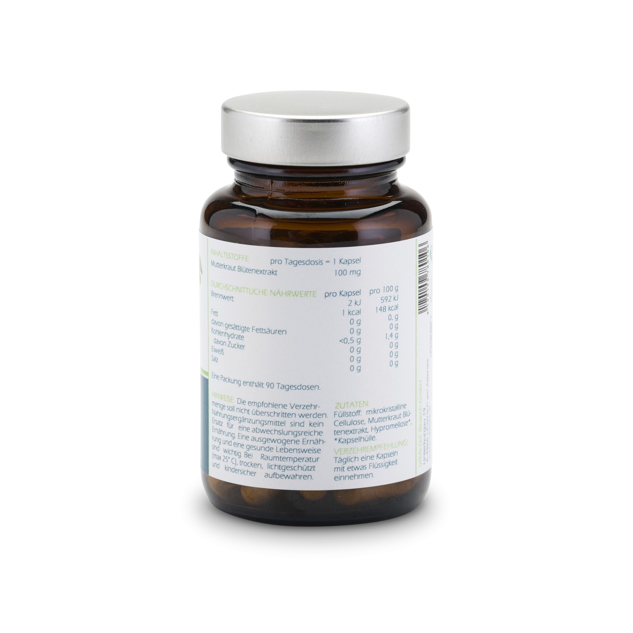 TANACETUM parthenium 100 Extrakt – 90 vegane Kapseln – Mutterkraut-Extrakt – glutenfrei, laktosefrei, ohne Zusätze – im Glas