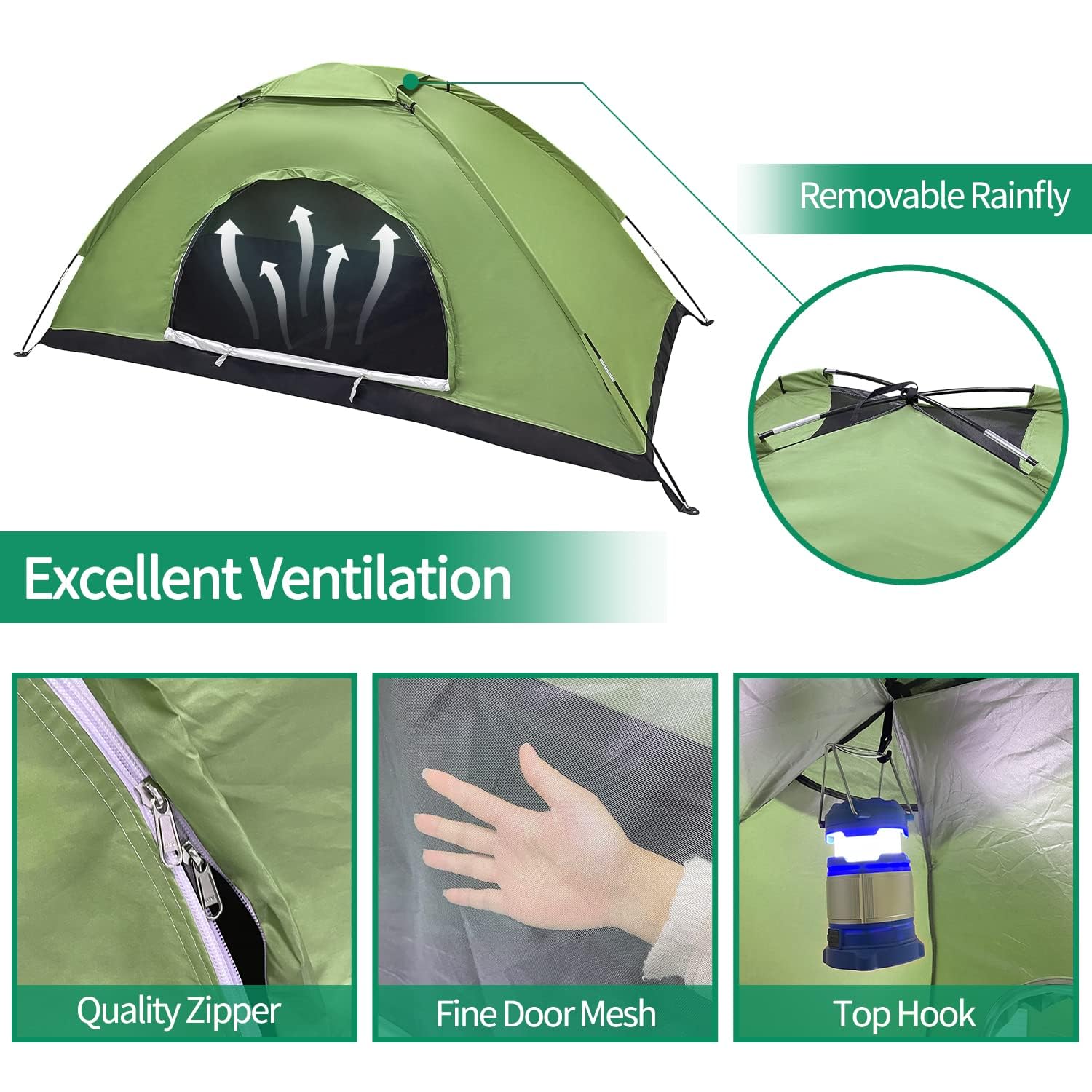 Zelt 2 Personen Wasserdicht, Ultraleicht Camping Zelt Kleines Packmaß, Einfaches Einrichten 2 Mann Zelt, Kuppelzelt für Outdoor, Bikepacking, Trekking