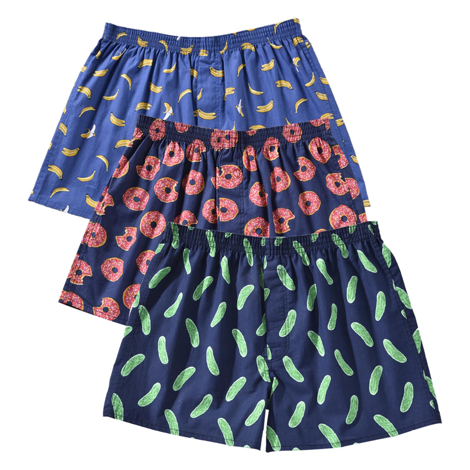 CINVIKMens Boxer Shorts Funny Boxers Sleep Short Plaid Cotton Loose Woven Boxers for Men Small Medium Large