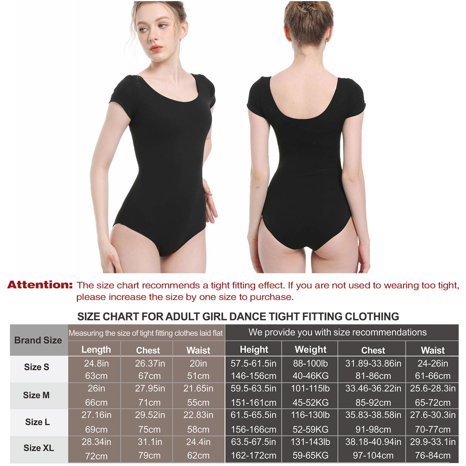 Body a maniche corte balletto, body nero per ballerine, abbigliamento da danza, indumenti di base per la squadra femminile di ginnastica artistica