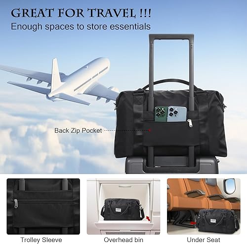 Miniatura 6 de SUPROMOMI Bolsa de lona de viaje, bolsa deportiva para gimnasio, bolsas de transporte para aviones, fin de semana de hombro con bolsillo húmedo,