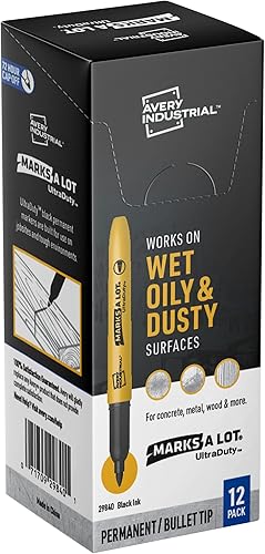 AVERY Marks A Lot UltraDuty - Marcadores permanentes de punta de bala, tinta resistente al agua, para lugares de trabajo y entornos difíciles, 12