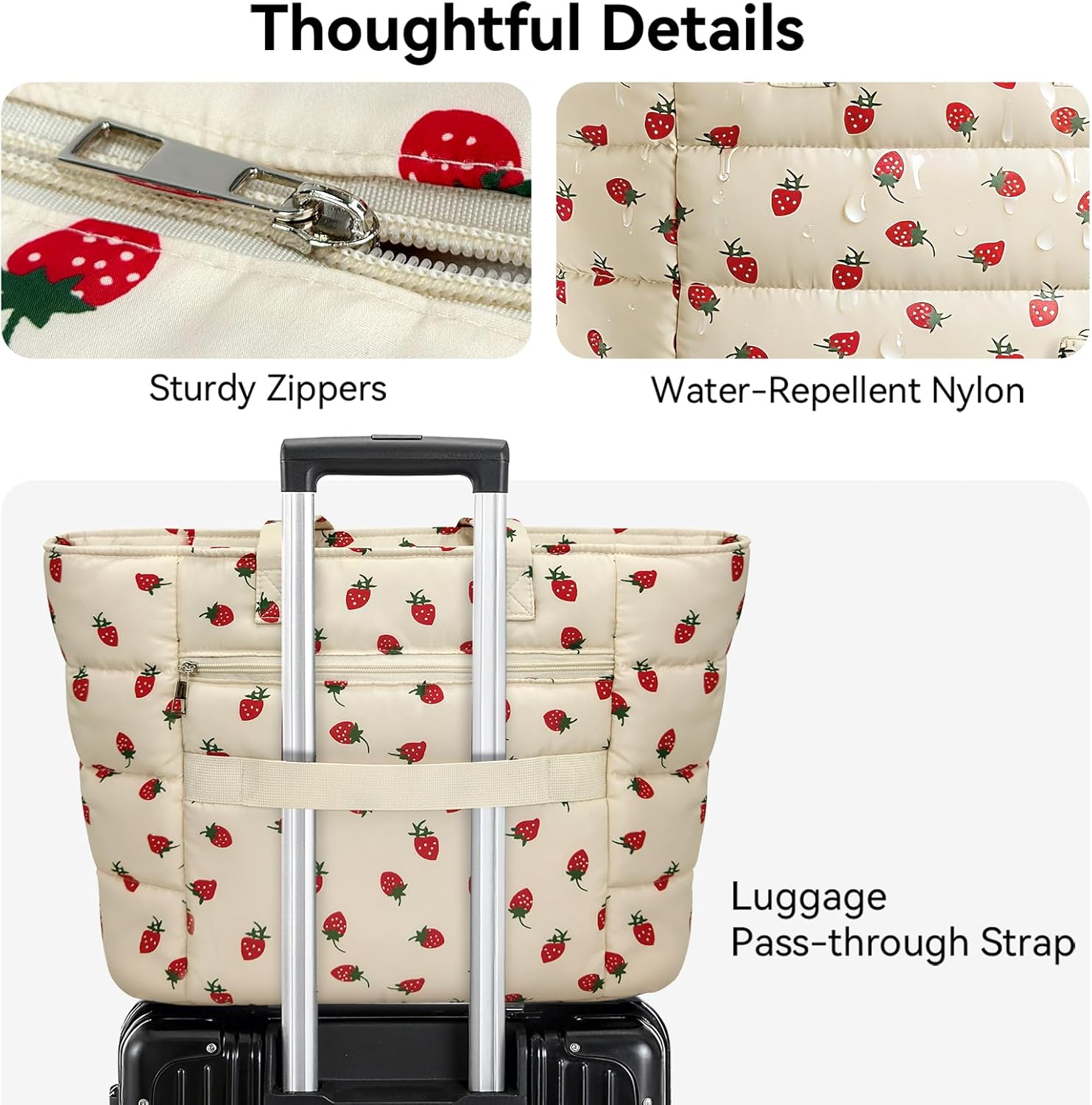 Puffer Tote Bag for Women, Lightweight Puffy Shoulder Bag with Handbag for Travel, Work, Gym, Laptop Bag for Nurse Teacher