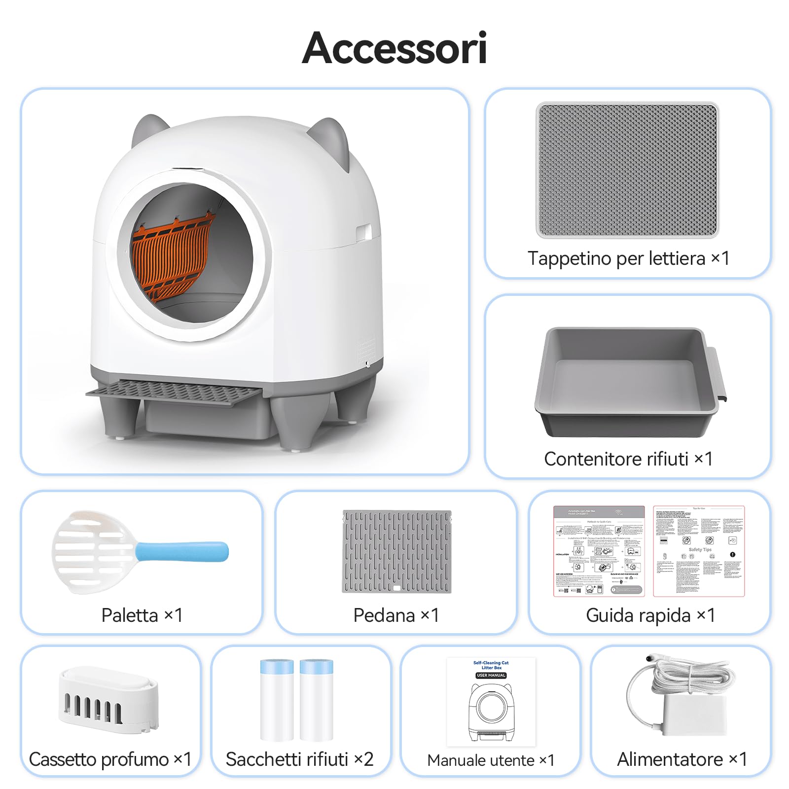 JUMMICO 90L XXL Lettiera Autopulente per Gatti, Intelligente con Controllo tramite App, Sicurezza Antipizzicamento, Monitoraggio della Salute, Doppia Deodorizzazione, Tappetino e Profumo Inclusi, Per