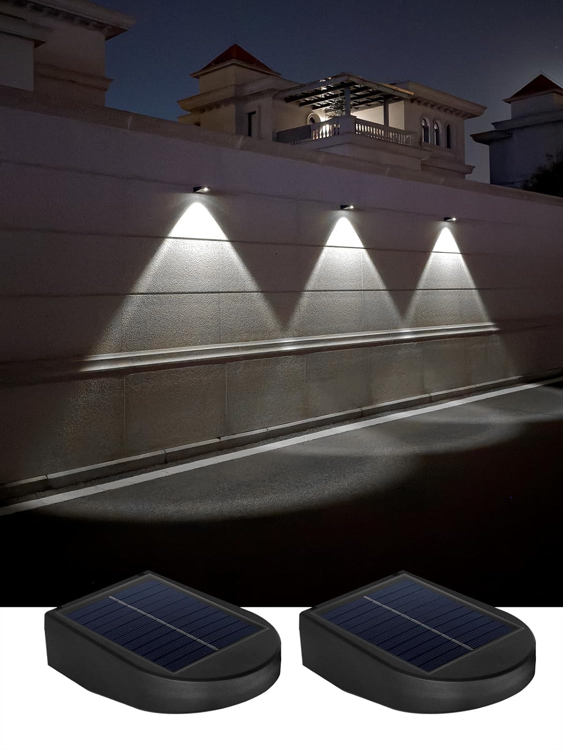 Solar Address Lights Dusk to Dawn Sconce Solar Light Outdoor Waterproof Downlight for Mailbox, House Numbers, Sign, Post, Wall, Fence (White, 2 Pack)