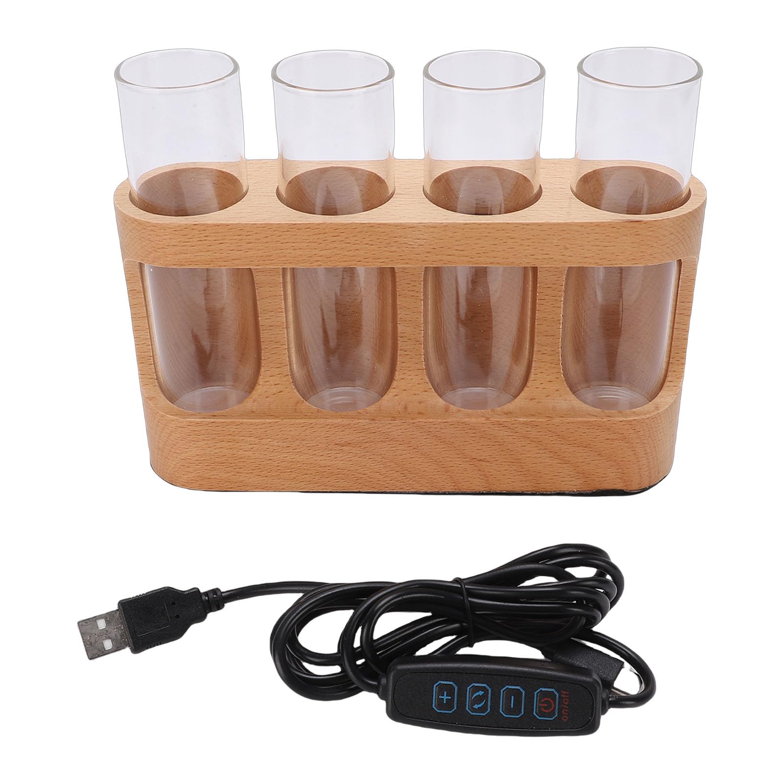 Tissting Station Propagation Plantes avec Support Bois 4 Tubes Verre Lumière LED 9 Niveaux,Pour Culture Hydroponique Décoration Maison Bureau Amateurs Jardinage Intérieur