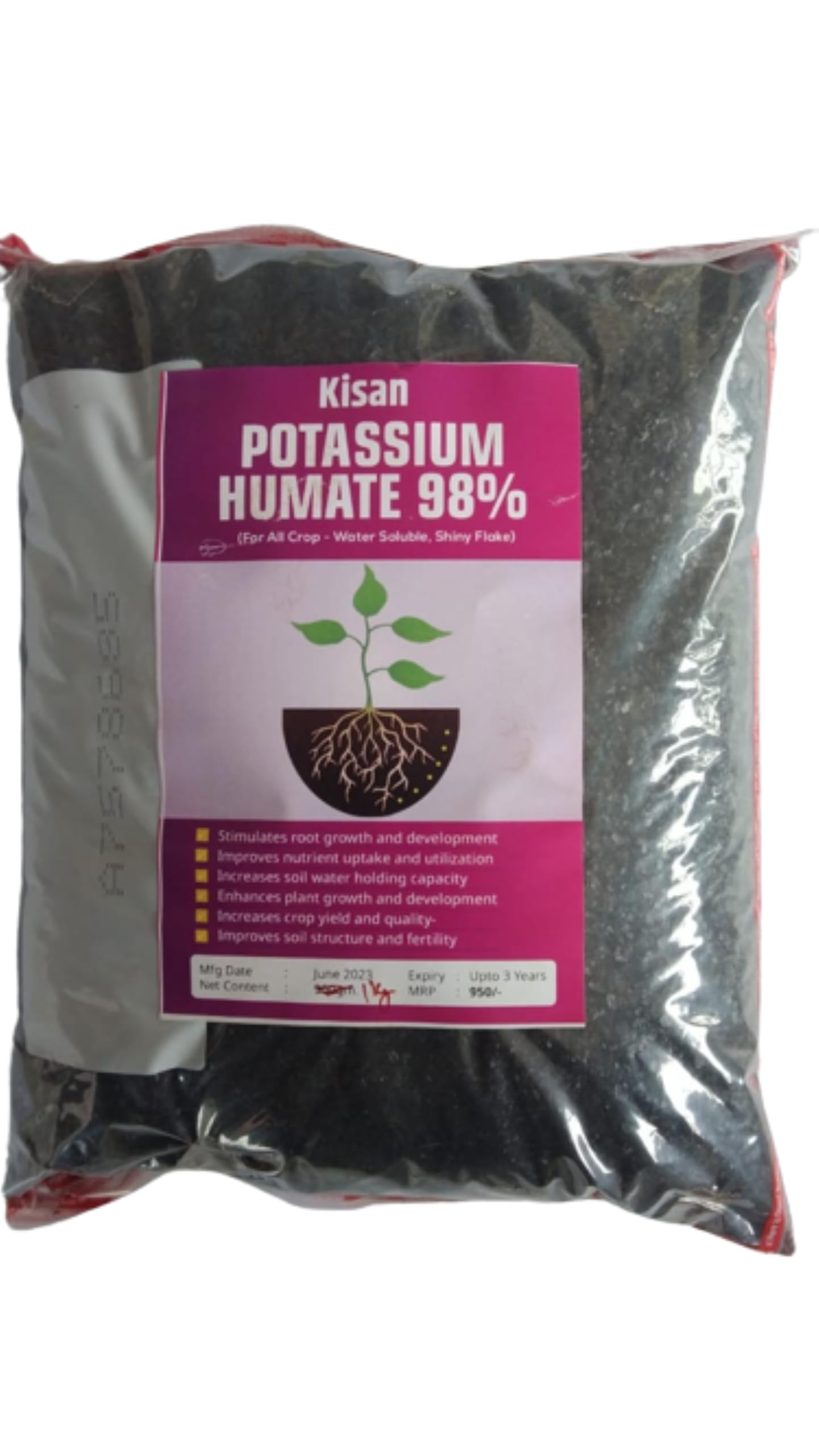 Kisan Foundation Humic Acid 98% for plants Super Potassium Humate 98%, 100% Water Soluble, Plant Fertilizer for Potted Plants Plant, Improves Plant (4 kg - 4 Pkt) (B0CH7Z8K5D) Amazon Price History, Amazon Price Tracker