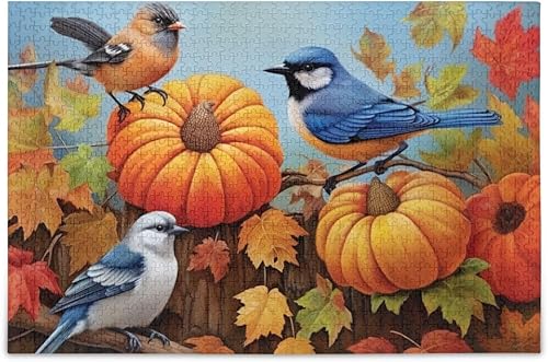 Pumpkin Sunflower Jigsaw Puzzles 500 Pieces for Adults,Learning Educational Puzzles,Difficult and Challenge Families Toys with Mesh Storage Bag