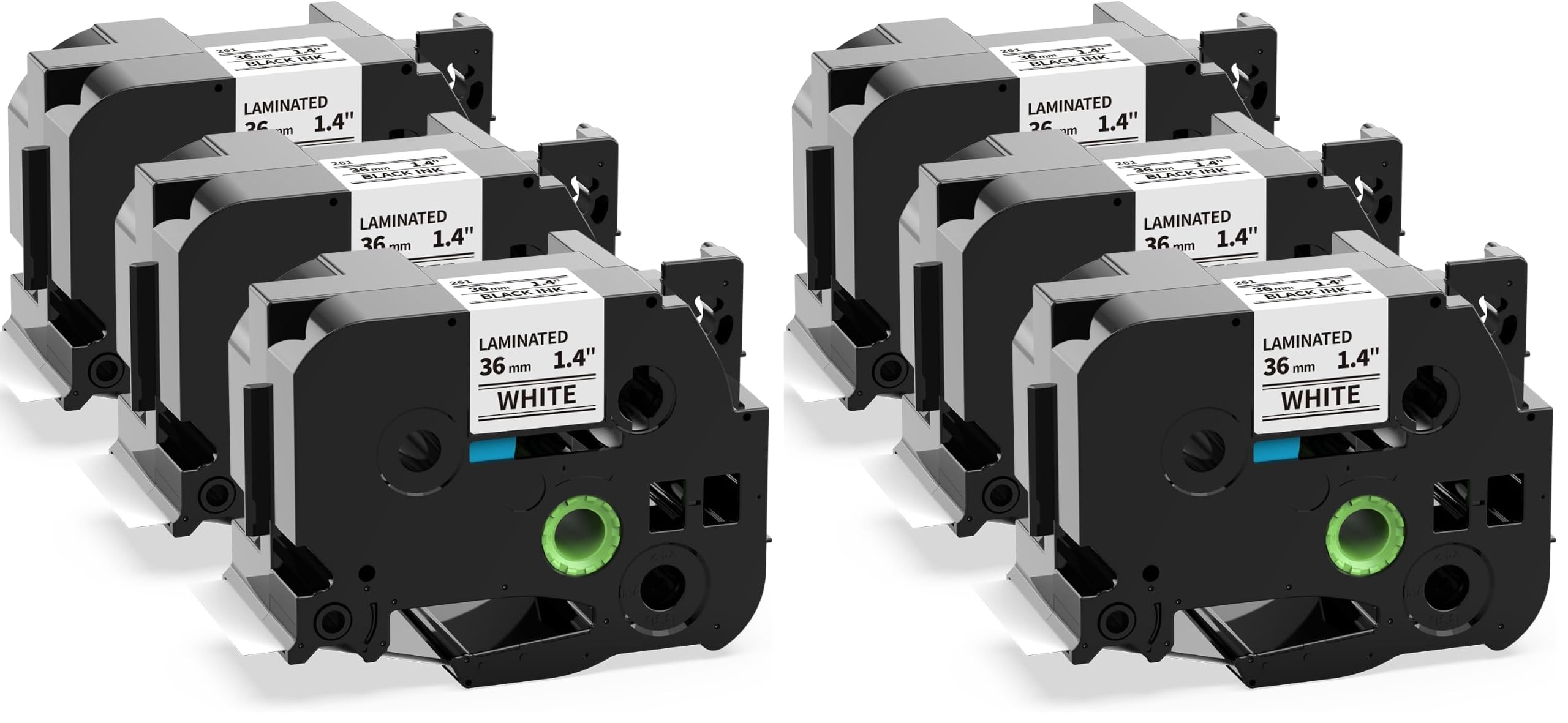 TZe-261 36mm Label Tape Compatible with Brother P-Touch TZe261 1-1/2" White (Pack of 2)