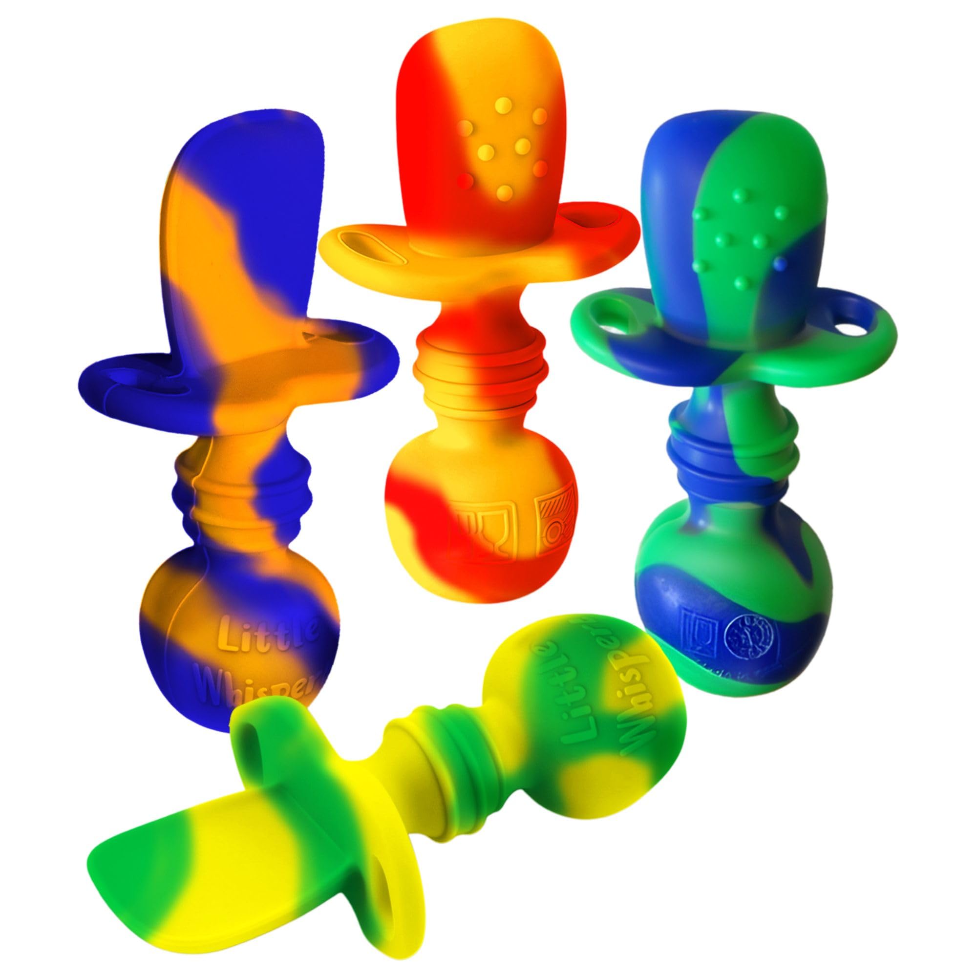 LittleWhispers Baby Silicone Spoons - Self Feeding 6 Months - Infant, Toddler, & Kid Friendly Utensils - First Stage, Baby Led Weaning - 4 Pack