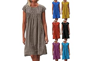 Lightening Deals Of The Day All - Linen Dress for Women Pleated...