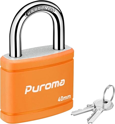 Miniatura 16 de Puroma Candado con llave con 2 llaves iguales, cerradura de casillero de 7/8 pulgadas, cerraduras de alta resistencia para puerta, cerrojo, caja de