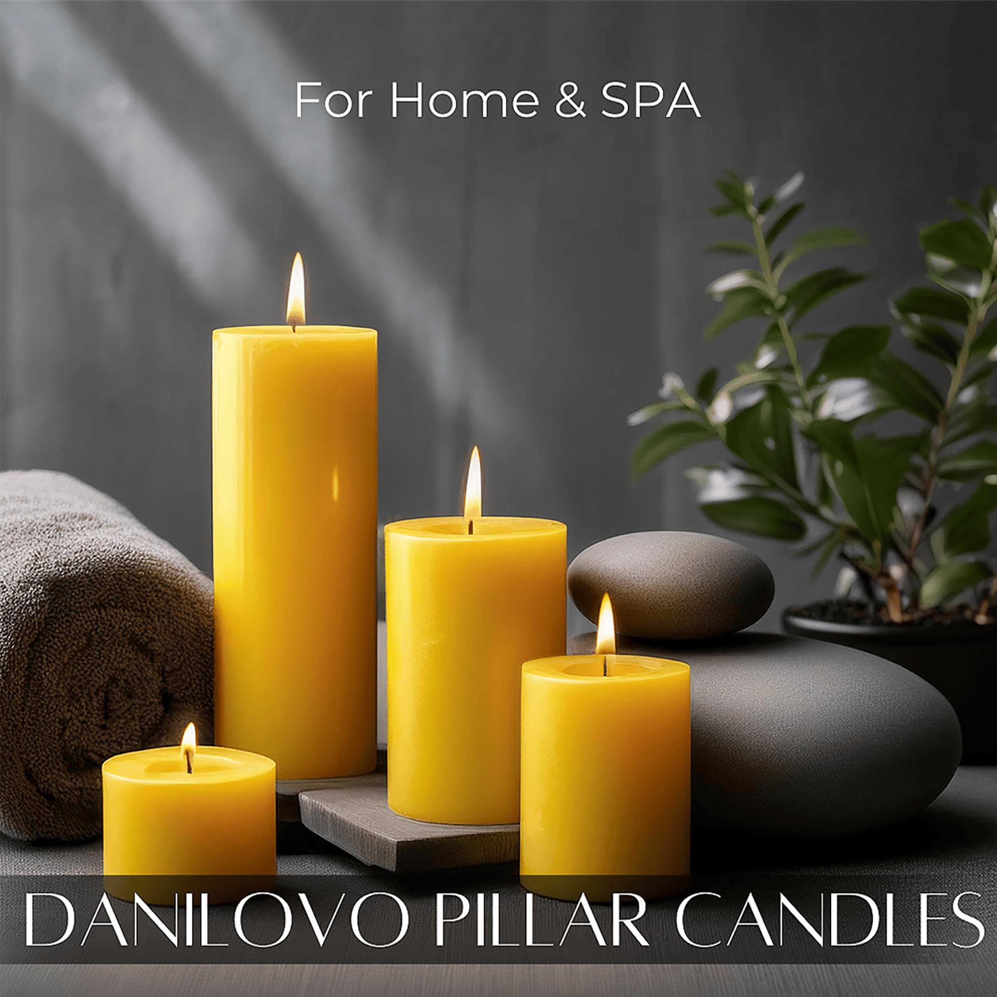 Danilovo Velas de Cera de Abeja Natural 100% Pura – Velas Decorativas Grandes para un Hogar Acogedor – Aroma a Cera de Abeja Natural que da Confort Diario (2 pz, 5x10 cm, 35 horas)