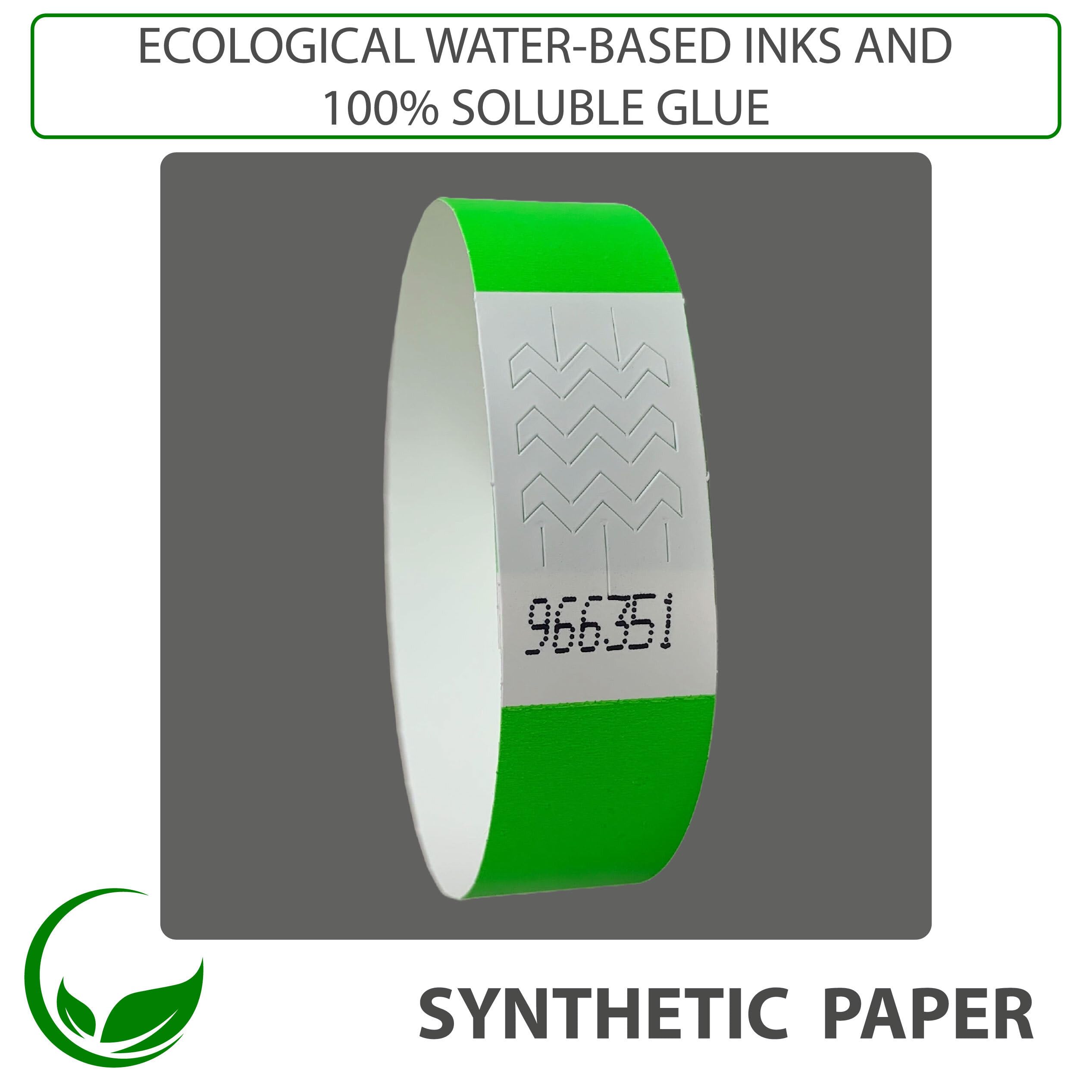 Einlassbändchen Papier - Eintrittsbänder 1000 Stück - Einlassbänder - Festival Armbänder - Party Bändchen Einlass Eintritt - eintrittsbändchen - Bänder Club - wristband - Neon Green