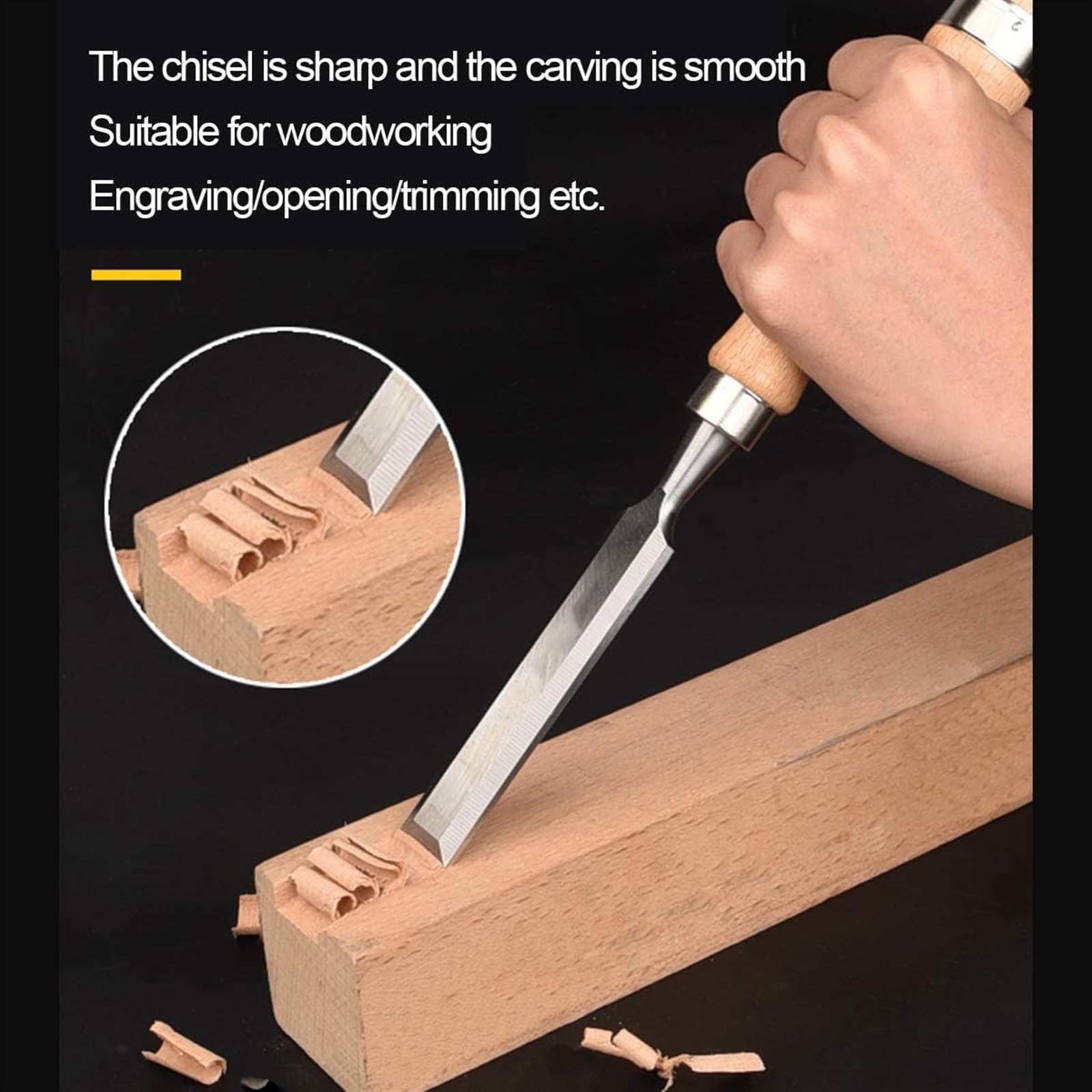 Juego de cinceles para Madera, construcción de CR-V, Mangos de Madera con Punta de Martillo para tallar, Ancho de la Cabeza de Corte: 8 mm, 14 mm, 16 mm, 18 mm, 32 m