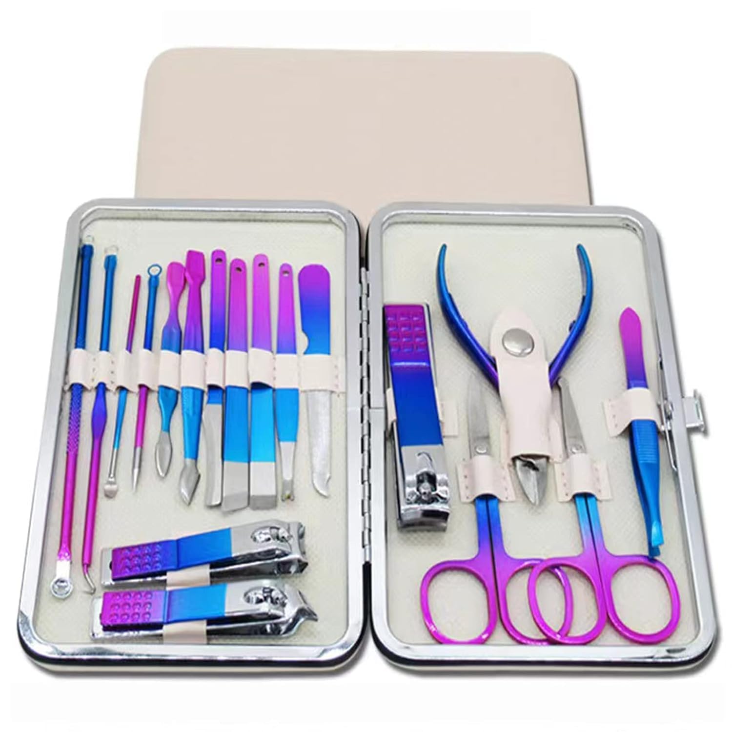 Rainbow Nail Clipper Set, 18 in-1 Stainless Steel Nail Manicure Kit, Nail Care Kit, Manicure Set, Womens Mens Grooming Kit, Professional Manicure Pedicure Kit