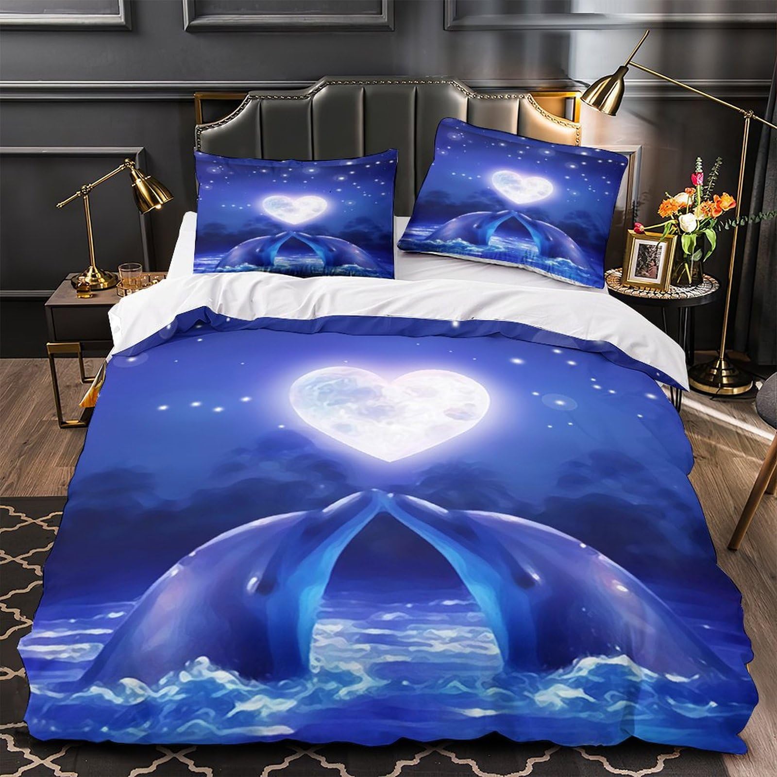 Parure de lit microfibre haut de gamme avec housse de couette imprimé 3D ultra douce 135x200