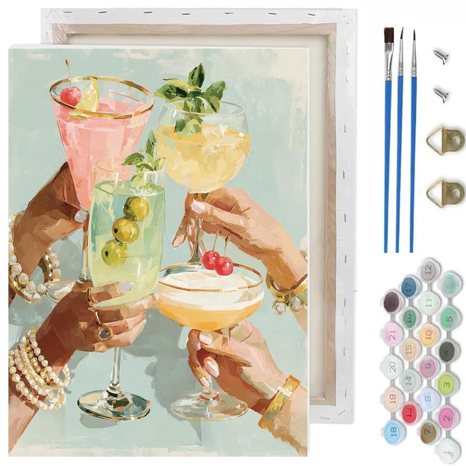 Paint by Numbers Kit for Adults,Vintage Cocktail Paint by Number With Frame