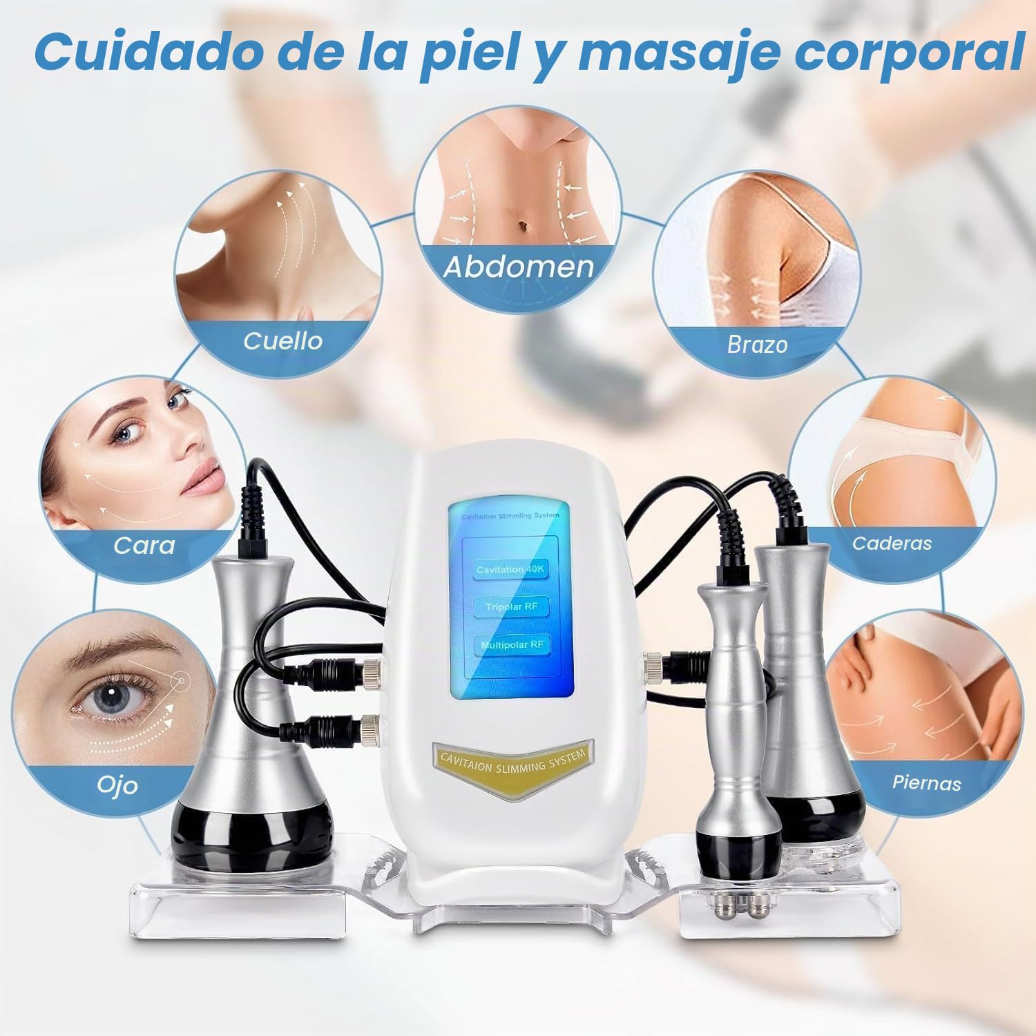 Cozion Radiofrecuencia Facial y Corporal Profesional 40K cavitacion y Radiofrecuencia Aparatos Masajeador anticelulitico Máquina de Adelgazamiento de Belleza Masajeador Celulitis (S)