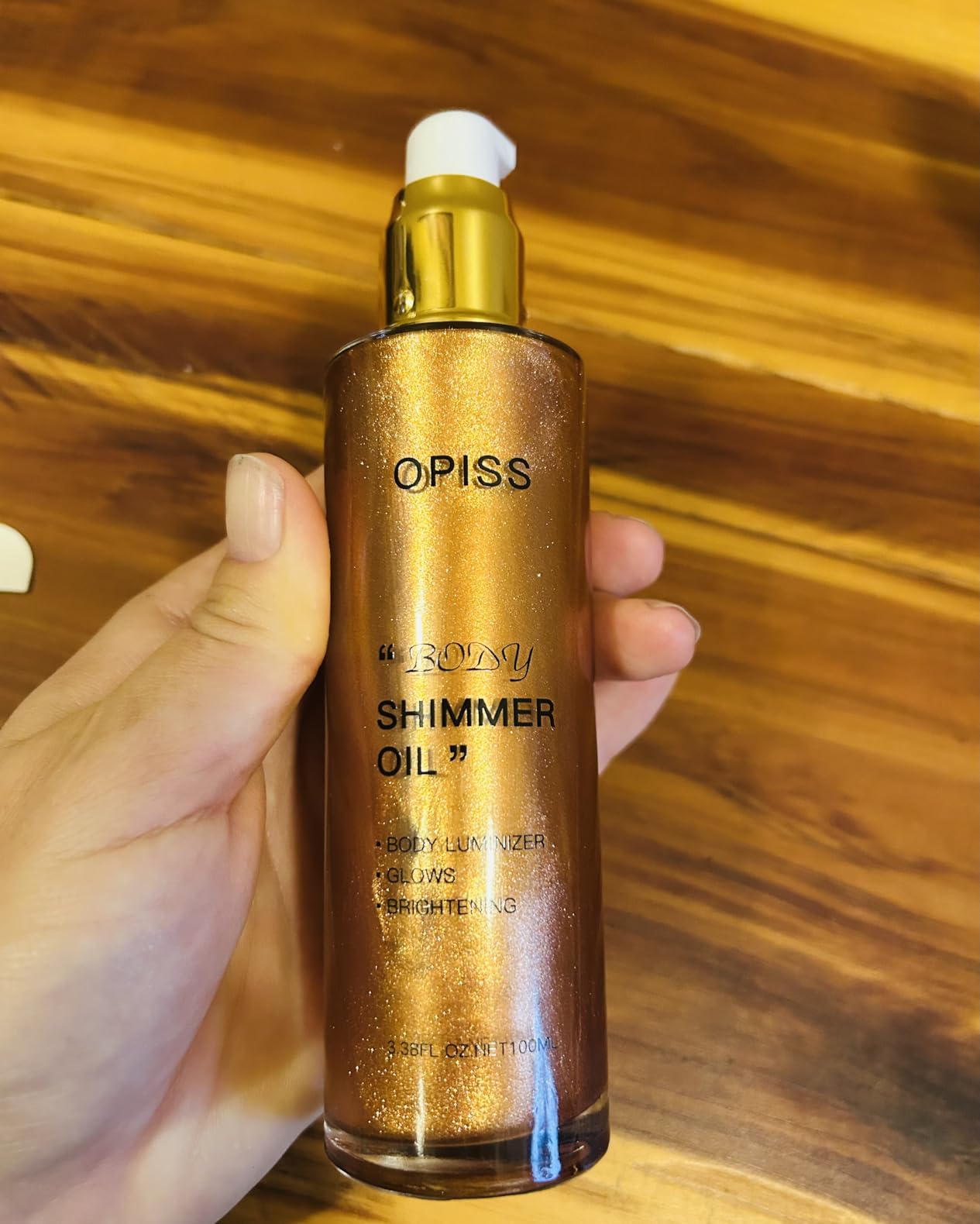 RoseFlower 2 Colors Shimmer Body Oil, Highlighting Liquid illuminate Glow Oil Body Luminizer, Natural Moisturizing, Texture Smooth, Face Serum and Body Moisturizer for Dry Skin (002)