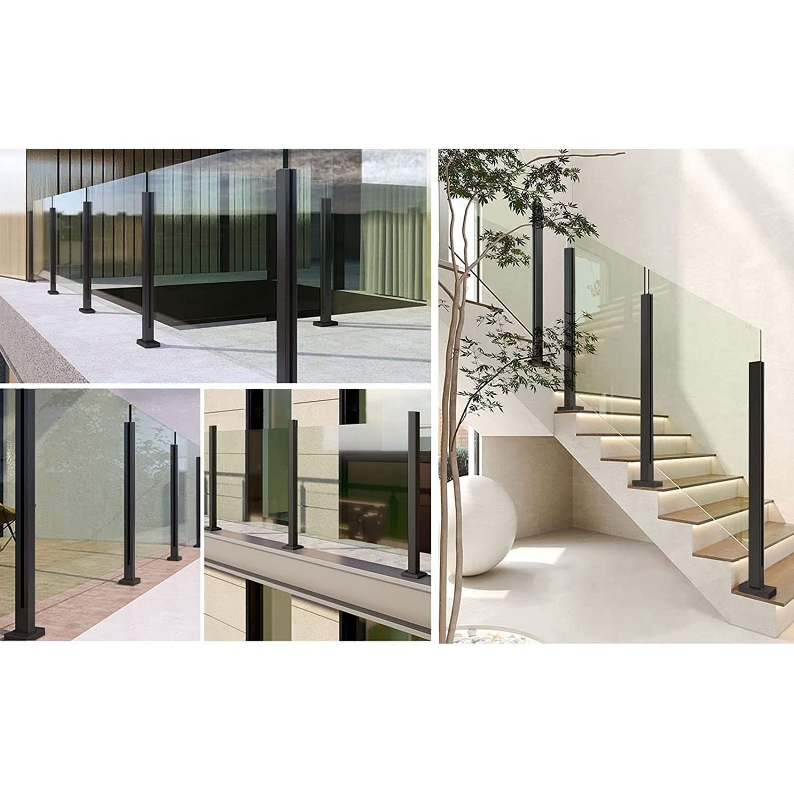 Palo for balaustra for vetro da 3/8" o 1/2", paletto for ringhiera in vetro in acciaio inossidabile 304 for gradini, balconi, scale, ponti, scale del patio(Corner Post,Height-60cm/23.6in)