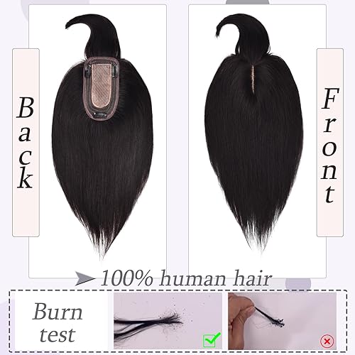 Miniatura 2 de RICH BRIA Toppers para el cabello para mujeres con cabello delgado, base de seda real con flequillo, toppers para mujer, con clip en el cabello con