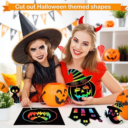 Miniatura 2 de Papel artístico de rascar Pigipigi para niños, 59 piezas de papel mágico, kit de suministros de papel de rascar para manualidades, set de tableros