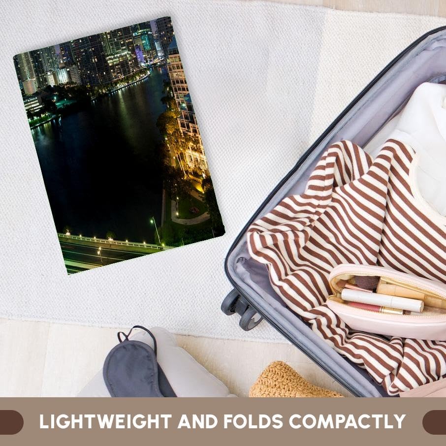 Miniatura 6 de 3dRose Toalla de mano 15x22 - Estados Unidos, Florida, Miami, horizonte elevado de la ciudad de Brickell Key, por la noche. Florida