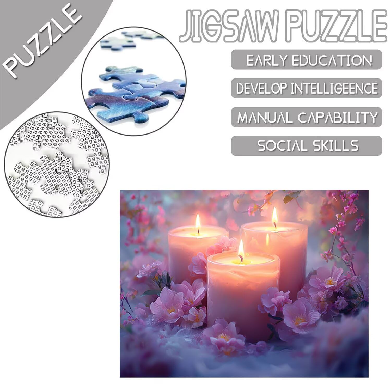 Puzzle de 2000 Piezas Puzzle Adultos 100x70cm Juego Educativo Regalos Rompecabezas para Adultos y niños a Partir de 14 Años, Regalo Creativo para la Relajación - (Flores de Vela) t-506