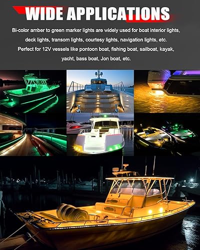 Miniatura 3 de Luces marinas para barco, impermeables, ámbar a verde, de doble color, LED para interior de barco, cubierta de cortesía, luz de navegación de 34