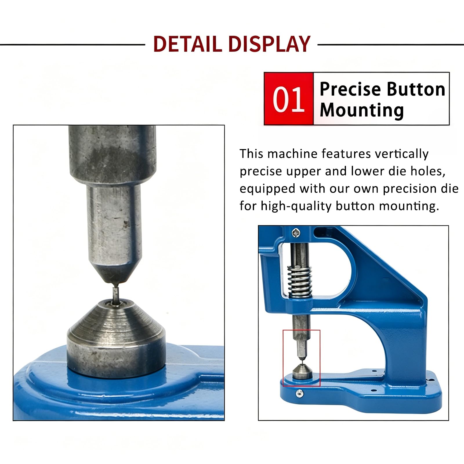 Genérico Prensa Remachadora, Ajustable Manualmente | Molde Multifuncional, Cuerpo De Aluminio, Apto Para Cuero Y Tela (Yellow 5.5mm/7m/10mm)
