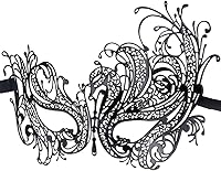 Vista 41 de IETANG - Antifaces venecianos para parejas, baile de máscaras, accesorios de disfraz o fiesta, 1 par Negro